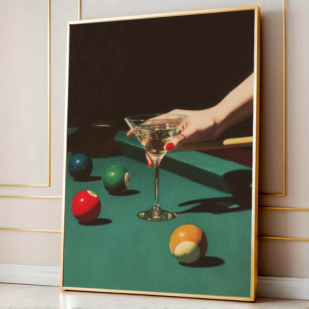Home Decor Youtube - 1pc Vintage Biljart Cocktail Poster, Frameloze