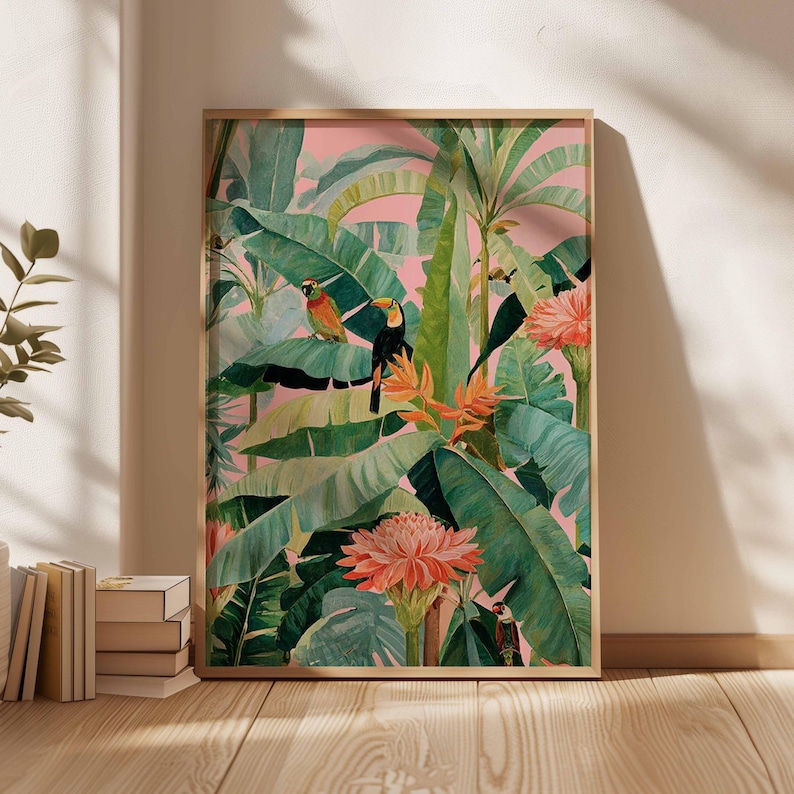 Home Decor Youtube - 1pc Retro Tropische Canvas Poster, Ongekaderde