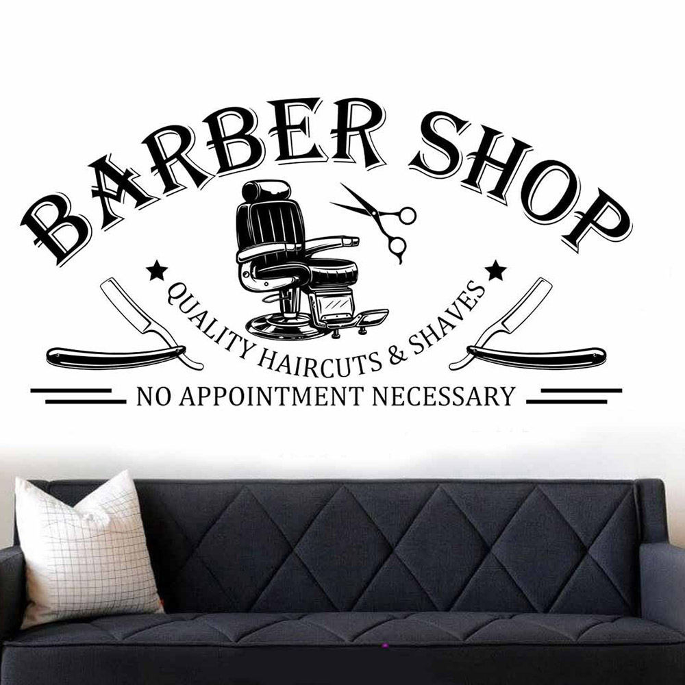 Home Decor Vinyl Flooring - Barbershop Window Wall Art Sticker Decal