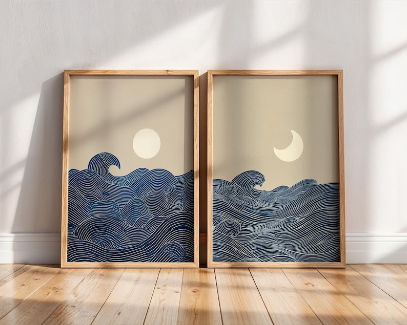 Home Decor Youtube - 2 stuks Japandi minimalistische maanvormige canvas