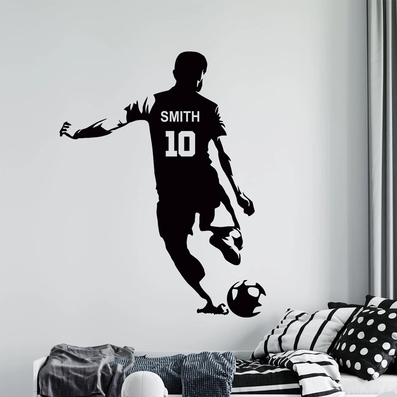 Home Decor Vinyl Flooring - Gepersonaliseerde voetbalspeler naam en nummer muursticker