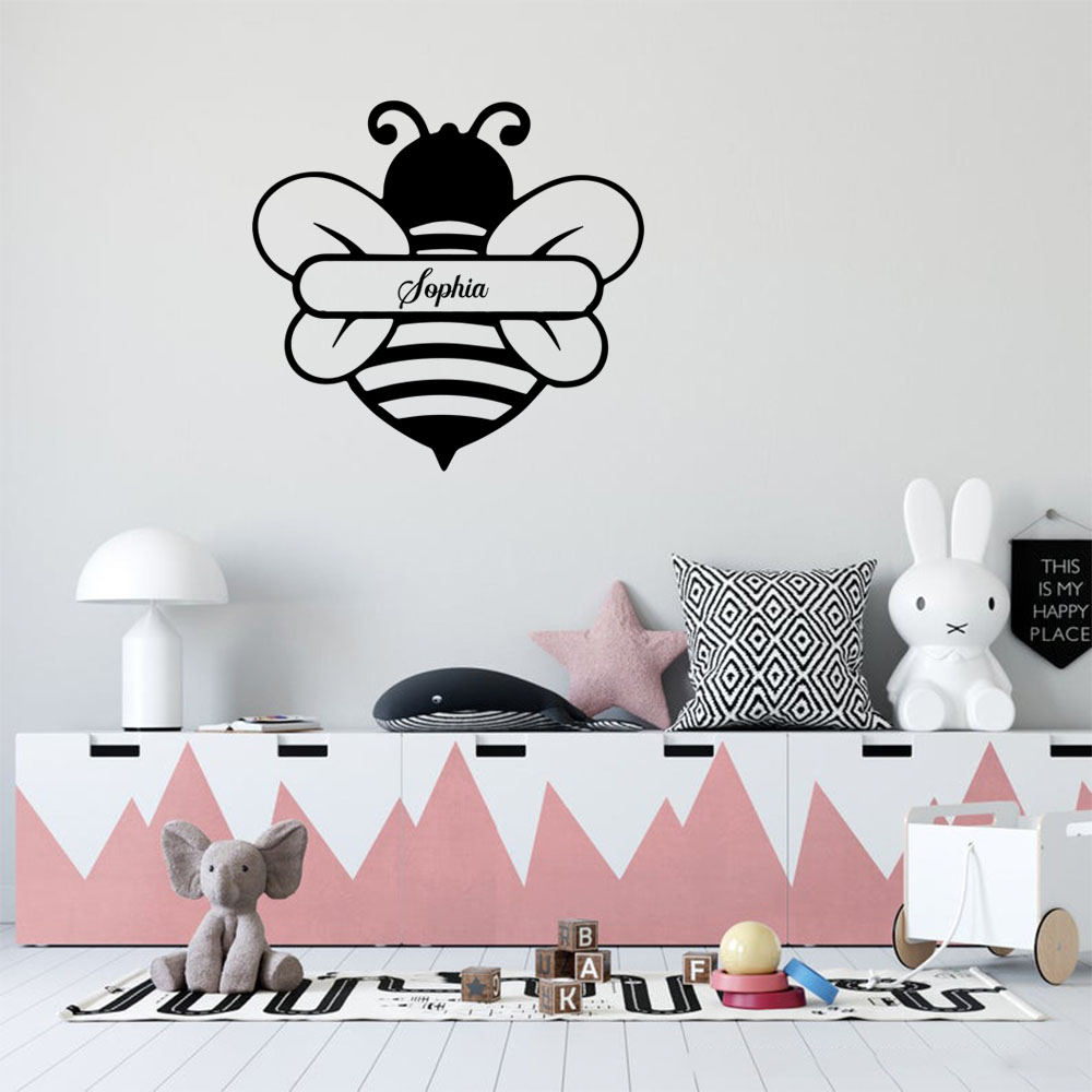Home Decor Wallpaper - 1PC Fashion Bee Gepersonaliseerde Naam Muurtattoo