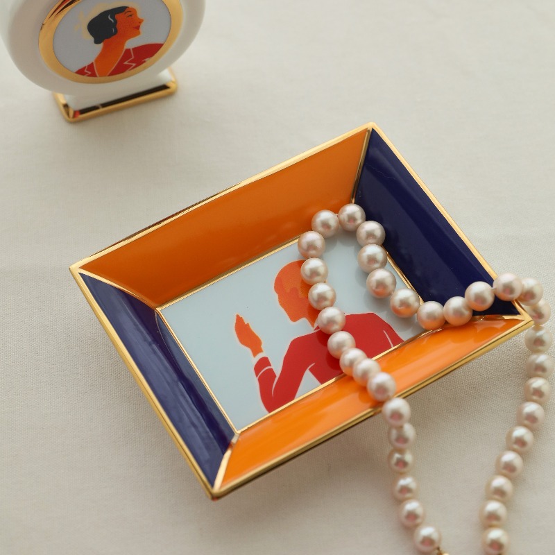 Ceramic Trinket Dish - Keramische sieradenbakje in Art Deco-stijl met