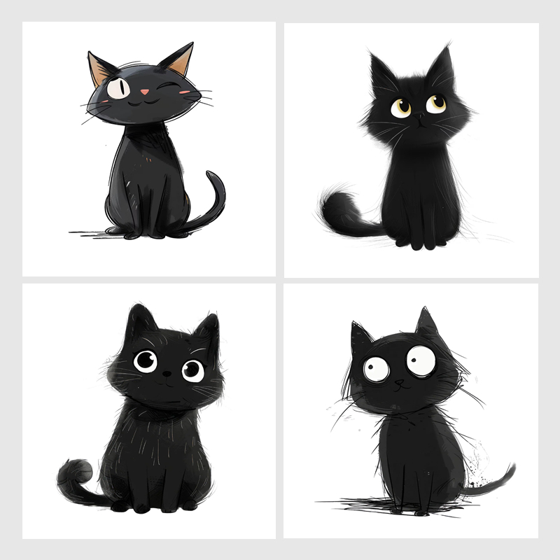 Home Decor Vinyl Flooring - Cartoon zwarte katten muurstickers, heldere muur
