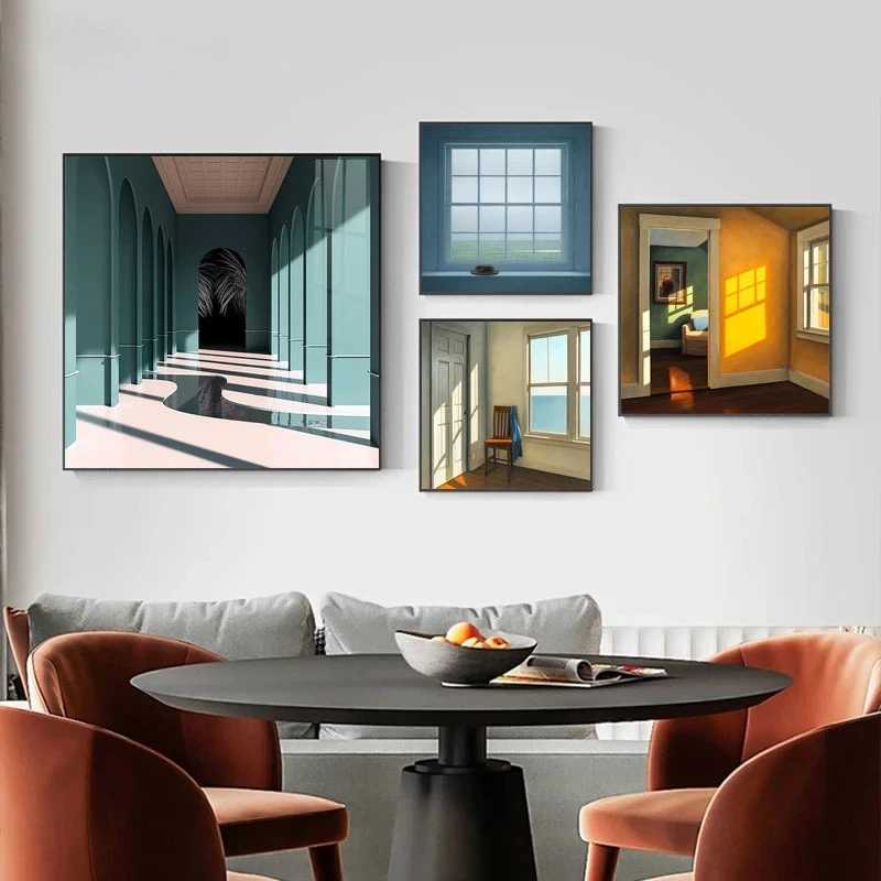 Home Decor Interior - Nordic Venster Buiten Landschap Canvas Schilderij