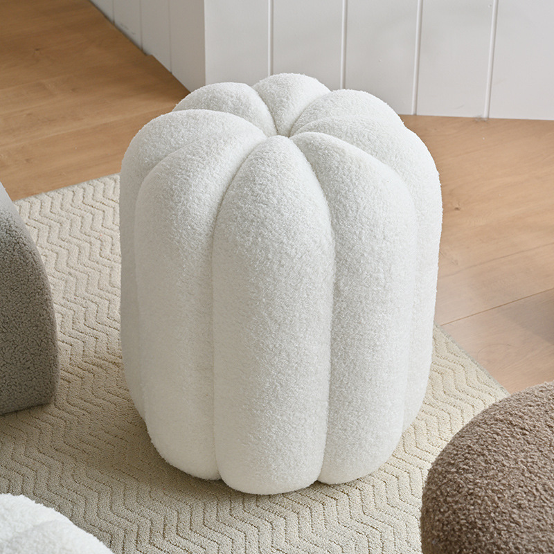 Vanity Home Decor - Eenvoudige kaptafelkrukken Pompoenvorm Teddy Fluweel Massief