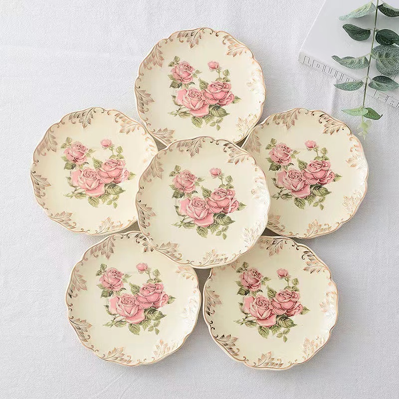 Ceramic Trinket Dish - Rose Bloem Handgeschilderde Koffiekopje Schotel Nordic