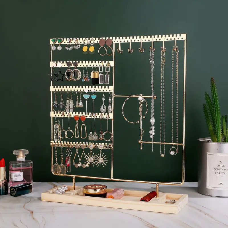 Ceramic Trinket Dish - 5-in-1 afneembare sieradenstandaard - Houten display-organizer