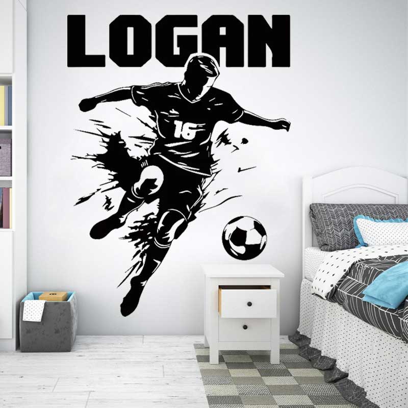 Home Decor Vinyl Flooring - Gepersonaliseerde voetbalspeler vinyl muursticker kunst woondecoratie