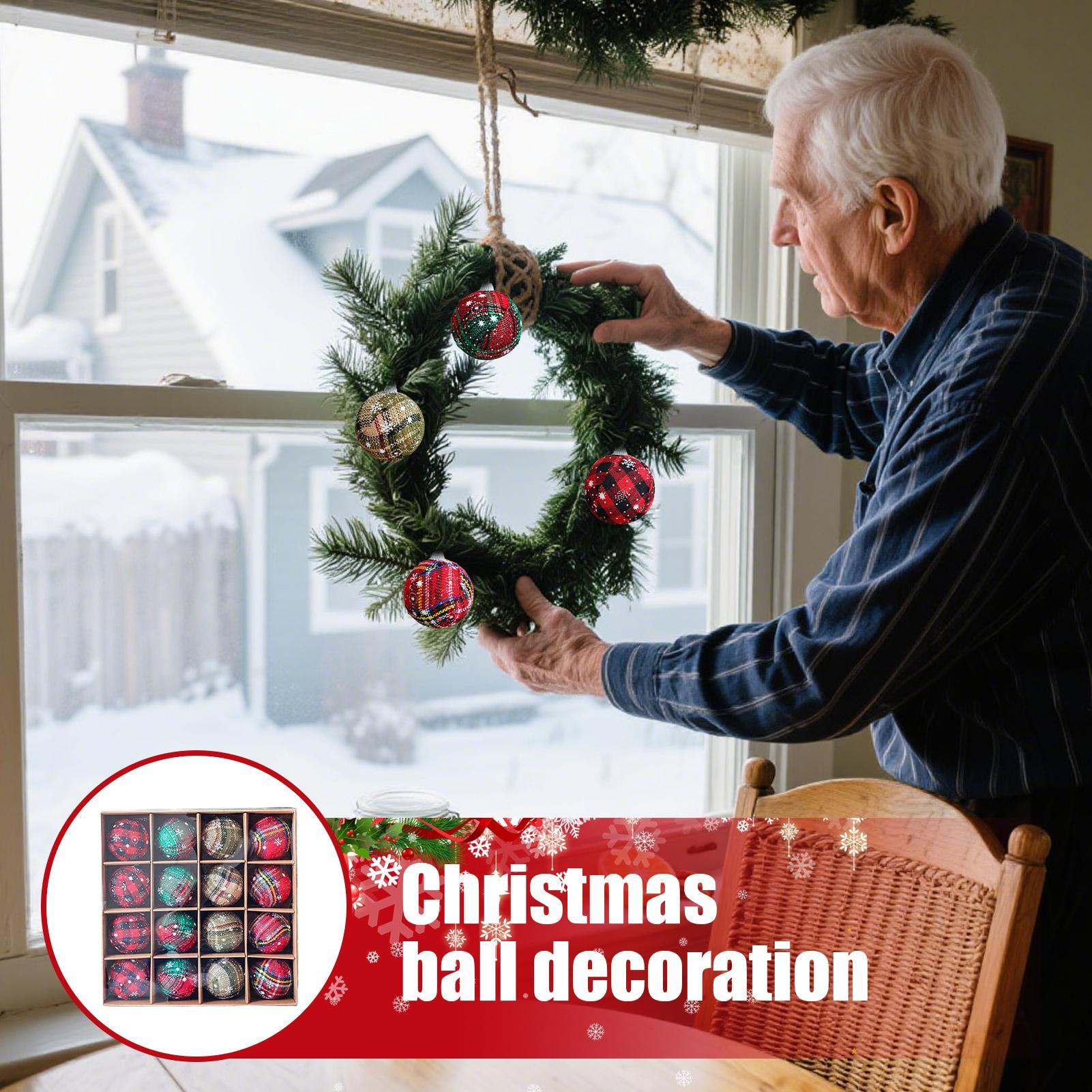 Home Decor Retail Stores - Kerstboomversieringen Set 16-delige geruite stof Kerstboomdecoratie
