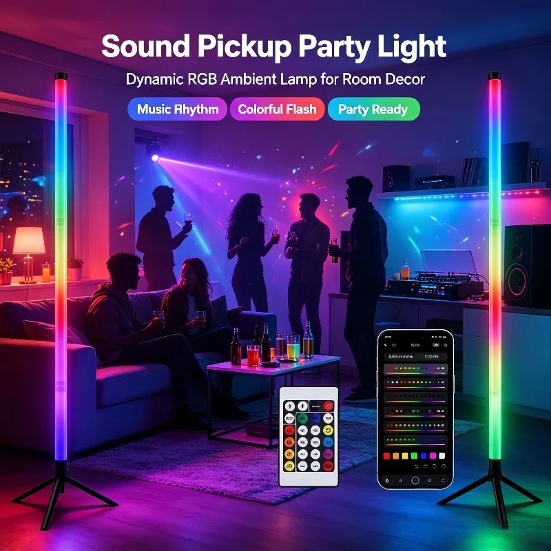 Home Decor Lighting - 2 stuks 120CM RGB vloerlamp, geluidsgevoelige