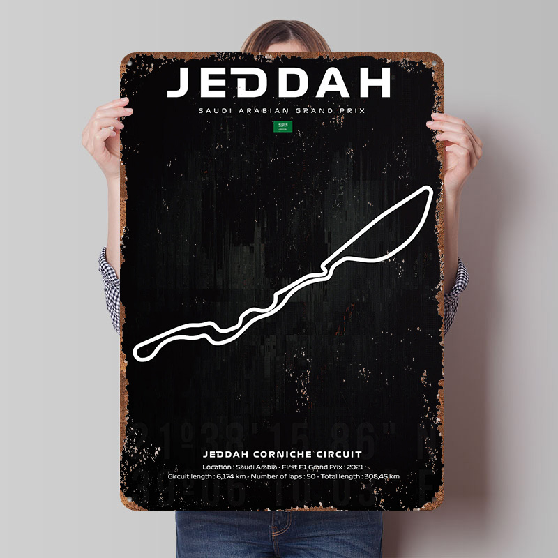 Home Decor Jeddah - Jeddah Circuit Map Poster Aangepaste wanddecoratie