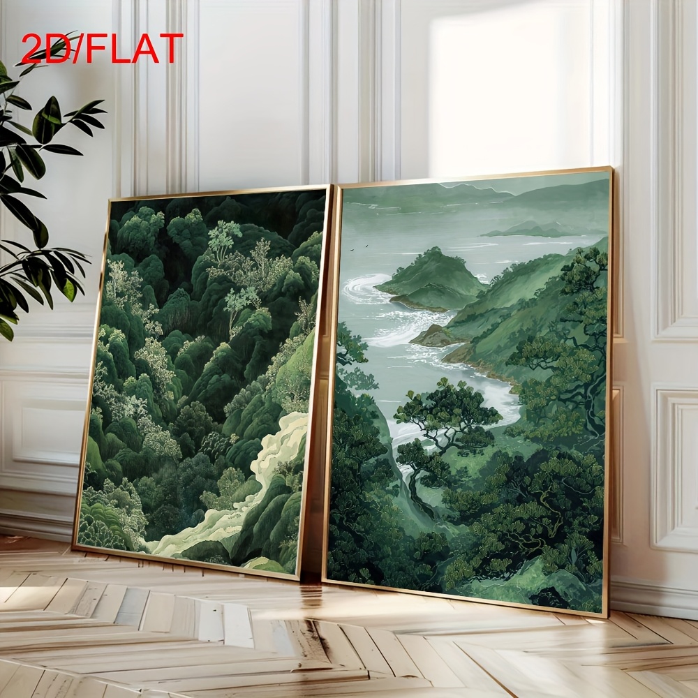 Home Decor Youtube - 2 stuks moderne groene bos berg