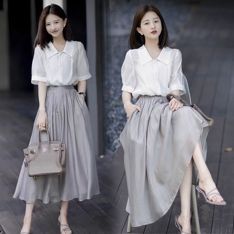Home Decor Zara - Vrouwen Graceful Zomer Wit Shirt Grijs