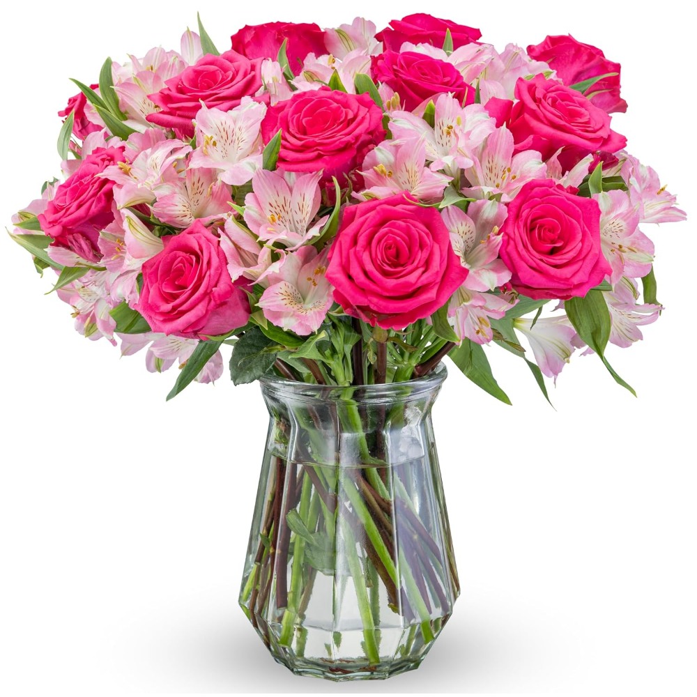 Home Decor Tulip - Elegante Rozen- en Alstroemeria-arrangement - Vers