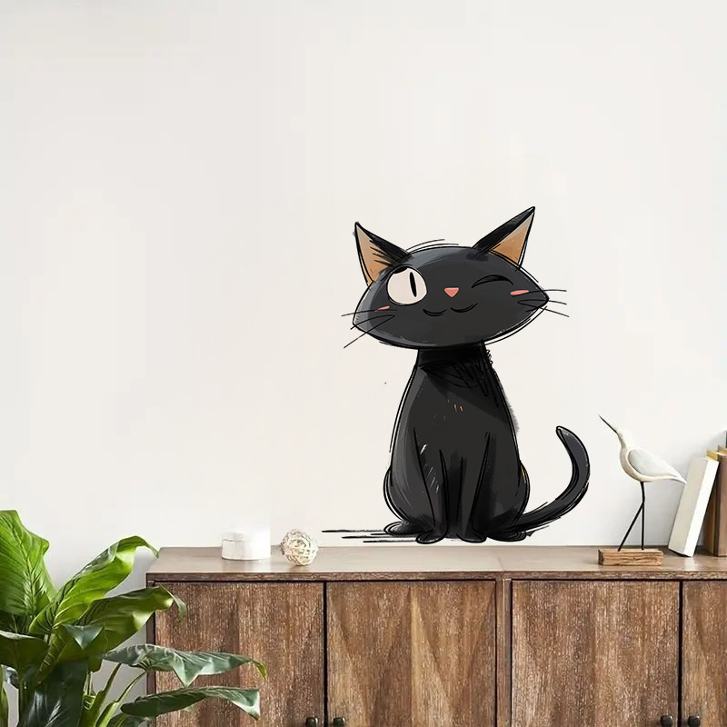 Cartoon zwarte katten muurstic - Home Decor Vinyl Flooring recensie en prijs