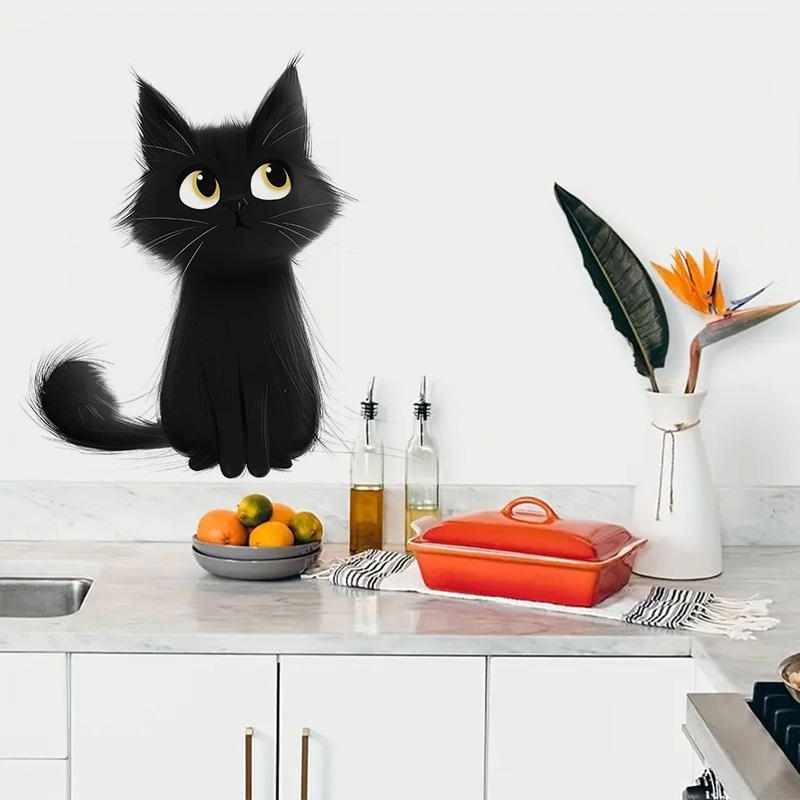 Cartoon zwarte katten muurstic - Home Decor Vinyl Flooring recensie en prijs
