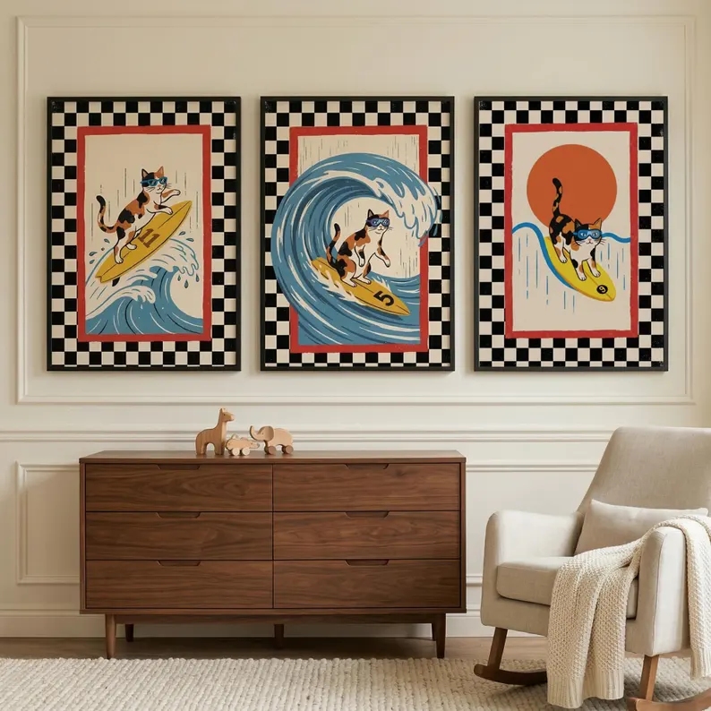 3 stks Retro Japanse Wave Cat  - Home Decor Japanese recensie en prijs