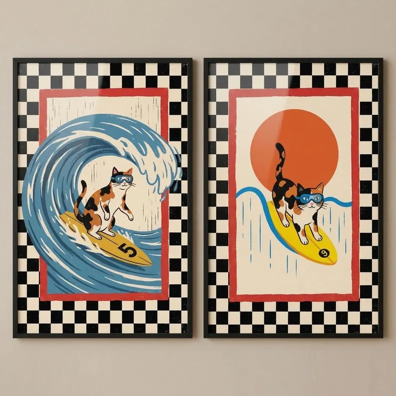 3 stks Retro Japanse Wave Cat  - Home Decor Japanese recensie en prijs
