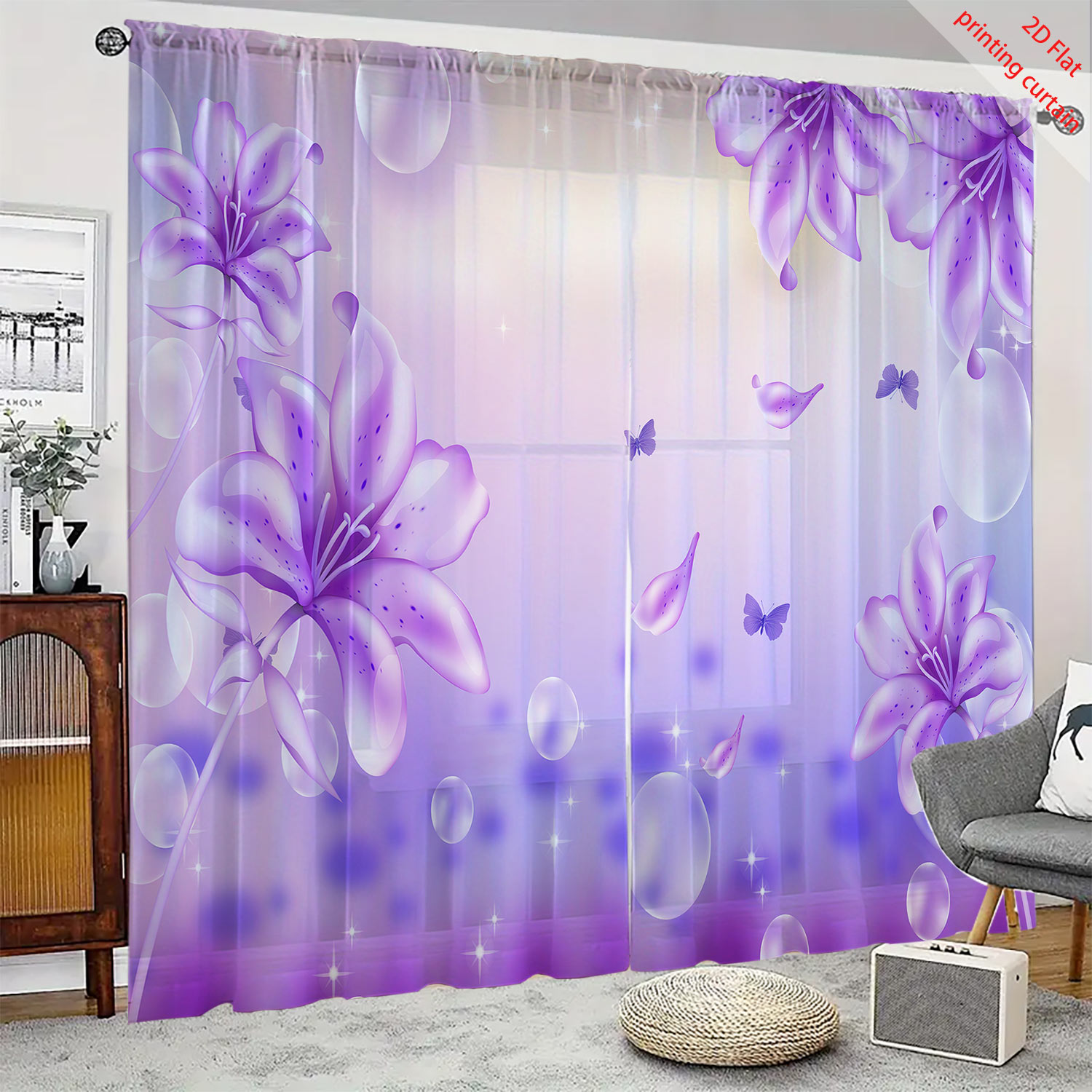 Paarse bloem bedrukt transpara - Home Decor Youtube recensie en prijs