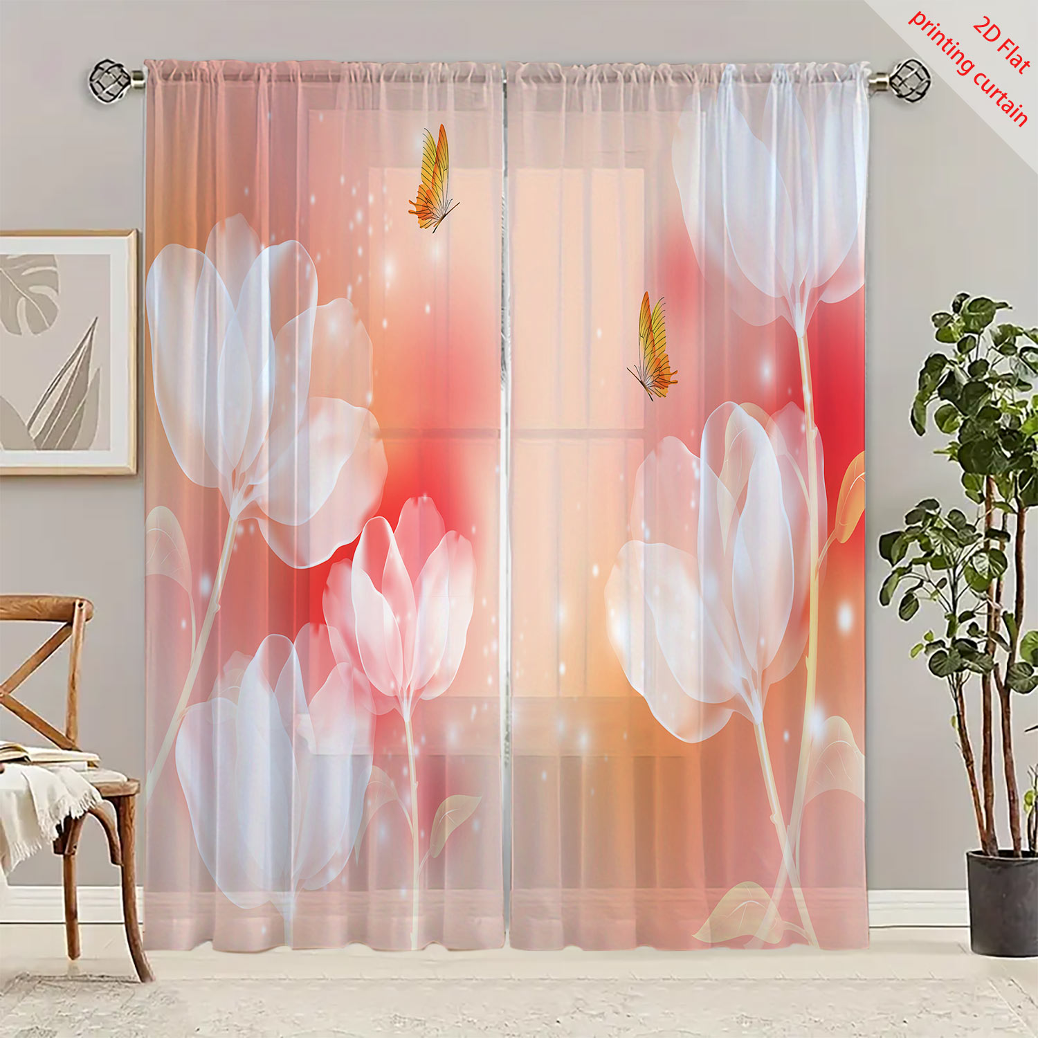 Paarse bloem bedrukt transpara - Home Decor Youtube recensie en prijs