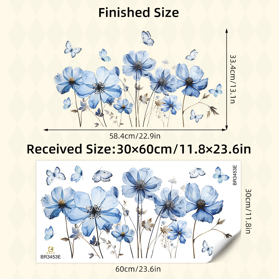 Frisse blauwe vlinder- en bloe - Home Decor Vinyl Flooring recensie en prijs