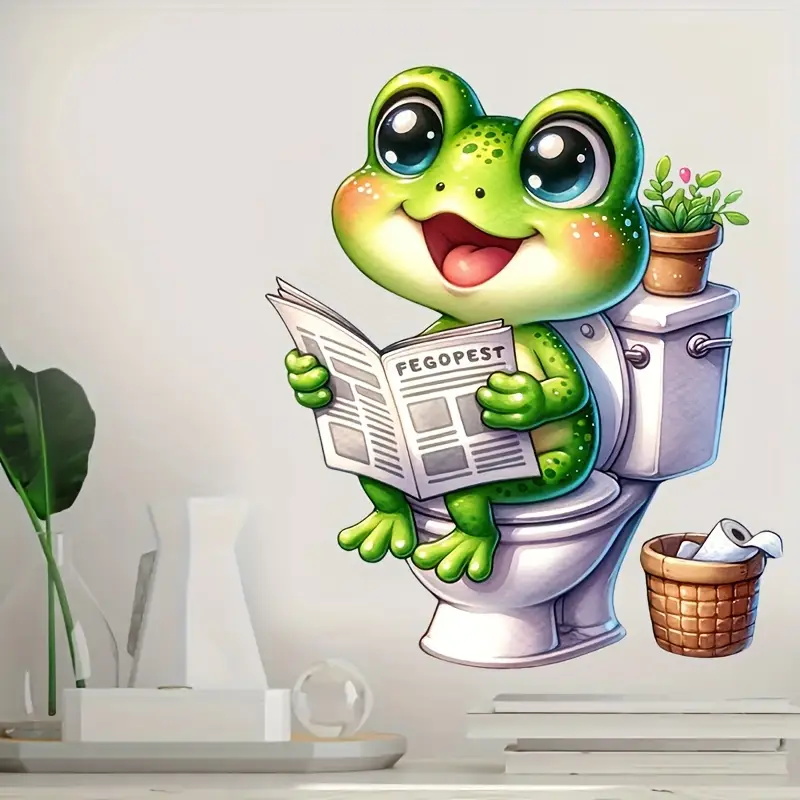 Kikker op toilet lezen krant s - Home Decor Vinyl Flooring recensie en prijs