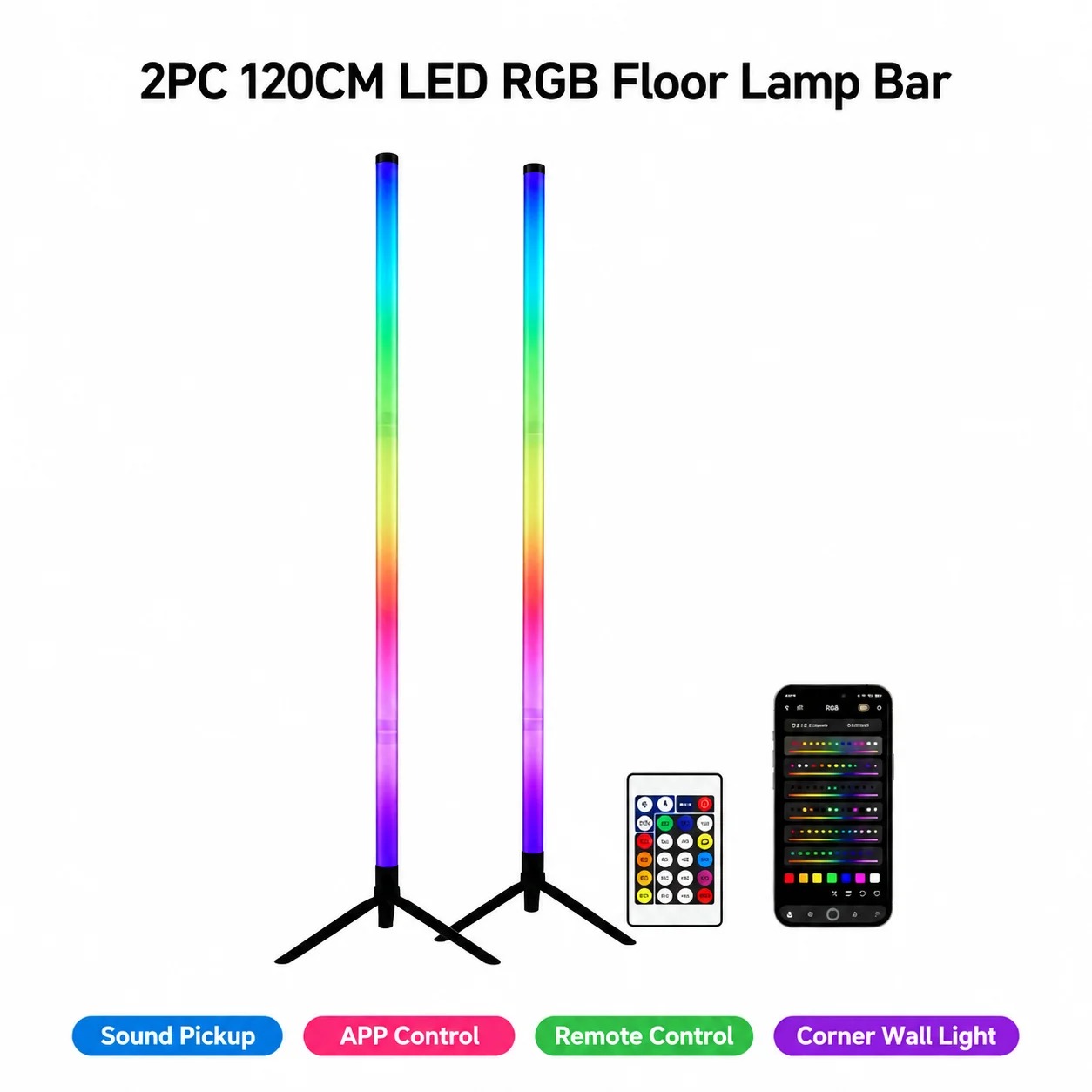 2 stuks 120CM RGB vloerlamp, g - Home Decor Lighting recensie en prijs