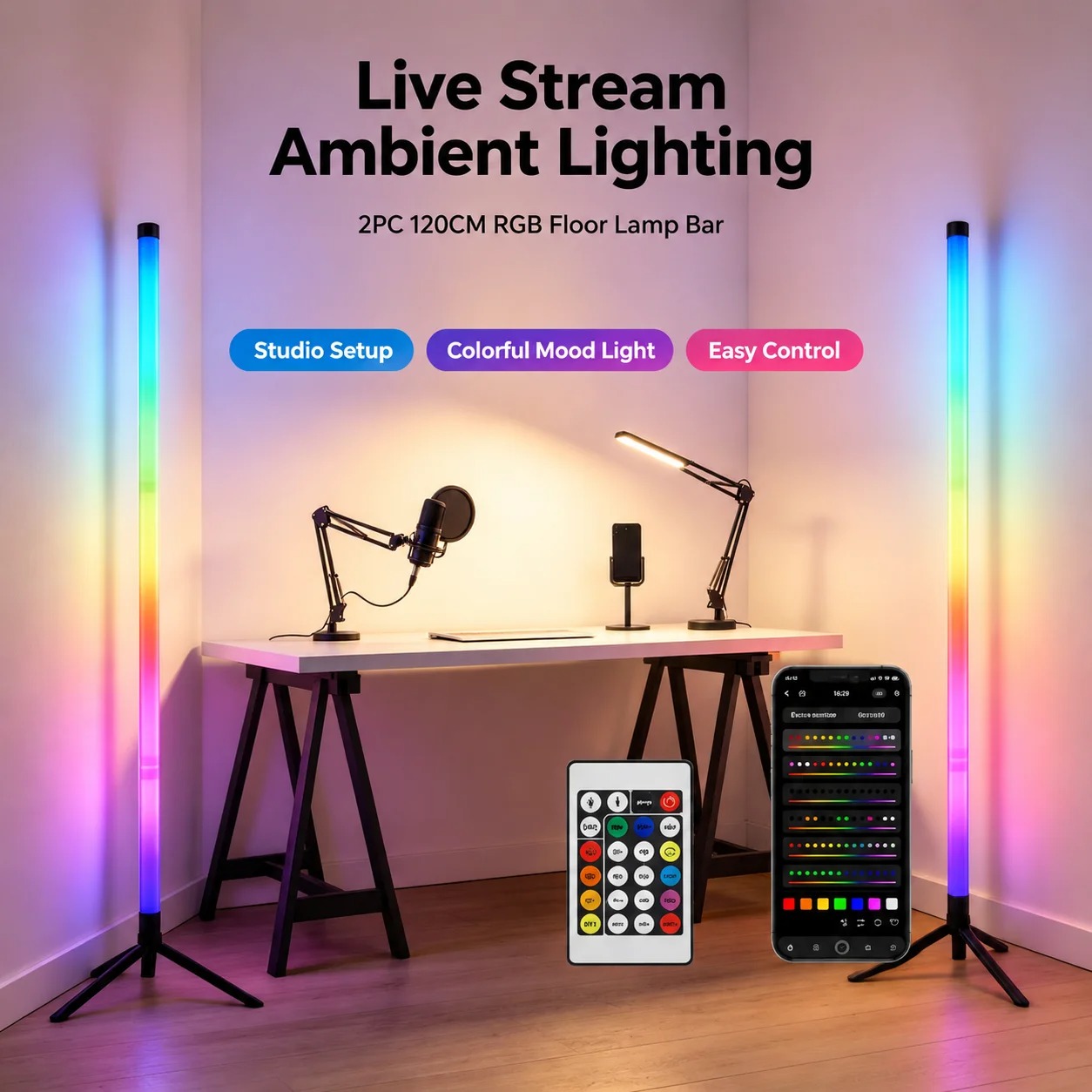2 stuks 120CM RGB vloerlamp, g - Home Decor Lighting recensie en prijs