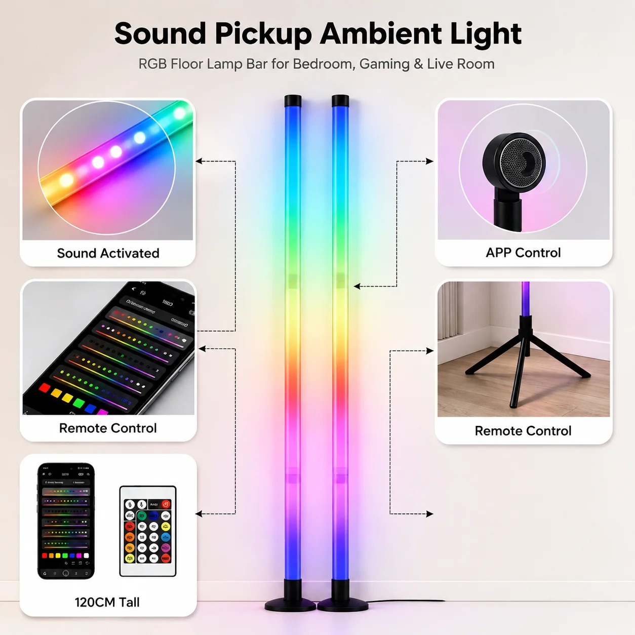 2 stuks 120CM RGB vloerlamp, g - Home Decor Lighting recensie en prijs
