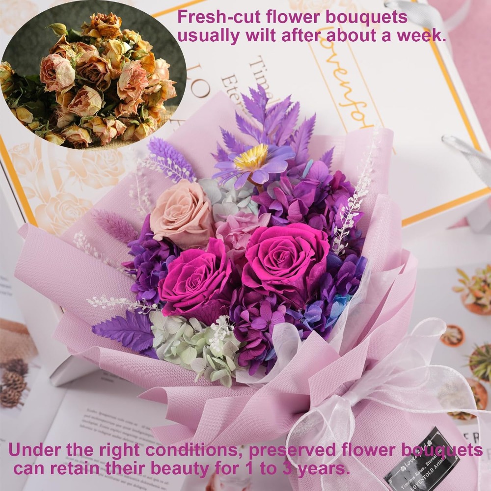 Geconserveerde paarse rozenboe - Home Decor Tulip recensie en prijs
