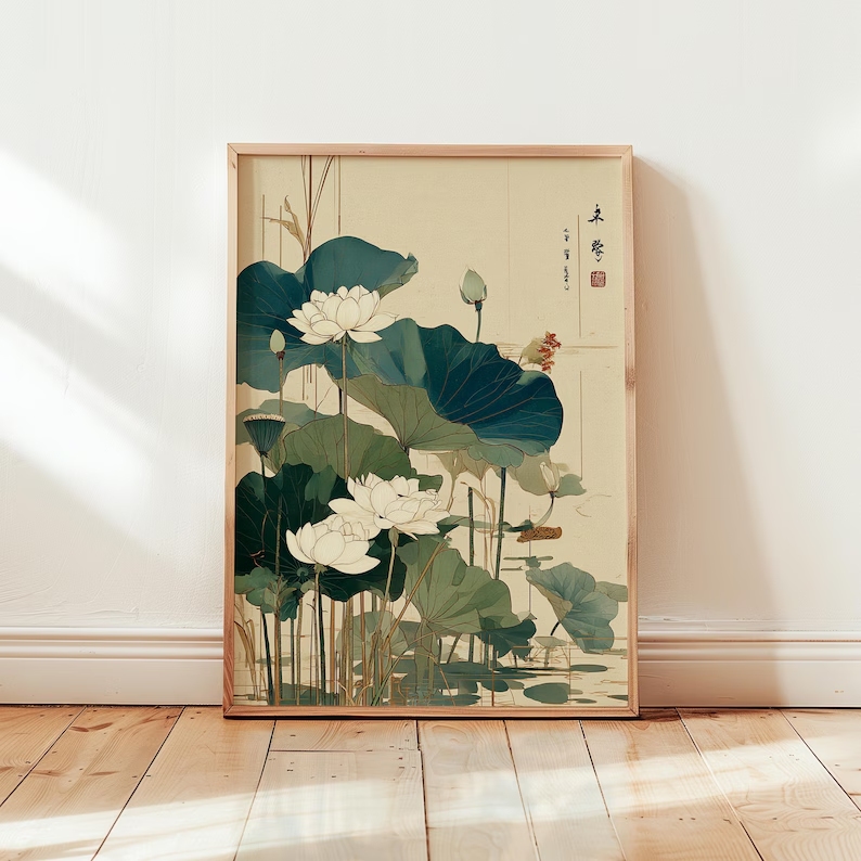 Retro Japanse Lotus Bloem Wall - Home Decor Japanese recensie en prijs